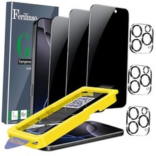 Auto Dust Install 3 Pack Privacy Screen Protector iPhone 16 Pro Max-Black