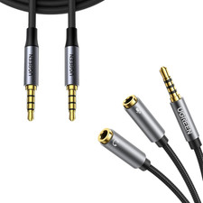 Headphone Splitter 3.5Mm 2 Female to 1 Male Mic and Audio Y Splitter Bundle with