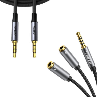 Headphone Splitter 3.5Mm 2 Female to 1 Male Mic and Audio Y Splitter Bundle with