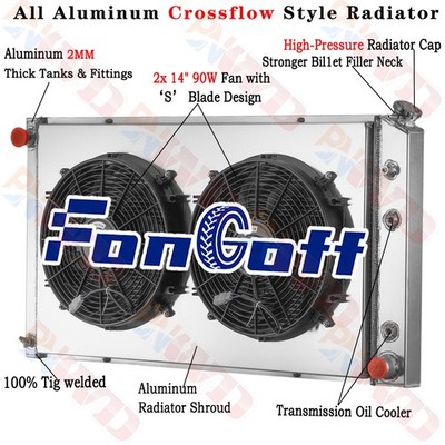 3 Row Radiator Shroud Fan For Chevy/GMC R/V 2500 3500 Suburban 7.4L V8 1989-1991