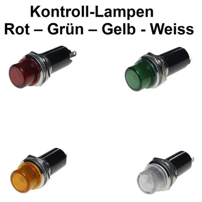 PROFITEC ✅Kontrollampe Rot | Grün | Gelb | Weiss für E10 Lampe Glimmlampe Signlalleuchte