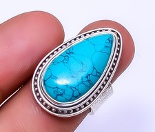 Copper Blue Turquoise 925 Sterling Silver Ring S.7 R 9268 116 27, Christmas Gift