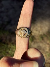 Rare!! Vintage Black Hills Gold 10k/12k Tricolor Masonic Ring for Men's