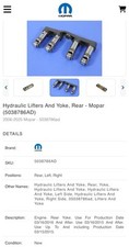 NEW Genuine Mopar 05038786AD Rear Hydraulic Lifters And Yoke Jeep Dodge RAM V8