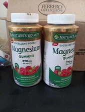 NEW Nature's Bounty MAGNESIUM Gummies (2 PACK) Raspberry Flavor 90x2 Exp 6/25