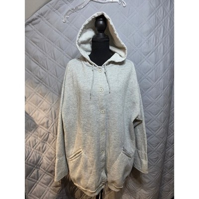 Laura Katherine Womens Plus 20W Heather Gray Button Front Hooded  Jacket