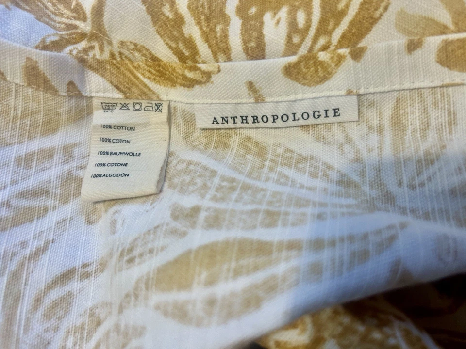 Panel Cortina Anthropologie 100% Algodón Amarillo Blanco Pájaro Estampado Tropical 50x84 Foto 4 de 4