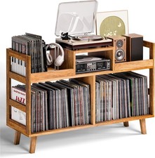 Record Player Stand W/ Vinyl Storage Mid-Century Modern Turntable Stand Holds
