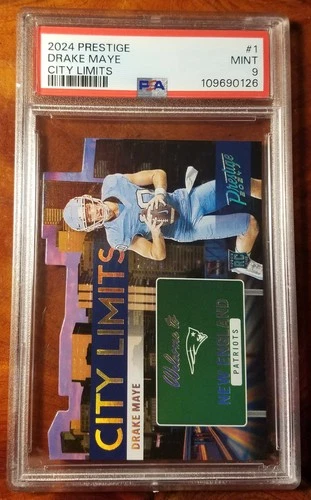 2024 Panini Prestige Drake Maye Rookie City Limits Case Hit RC PSA 9 Patriots