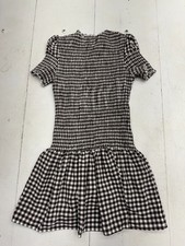 Shein Black White Check Print Short Sleeve Scrunch Top Dress Womens Size Small