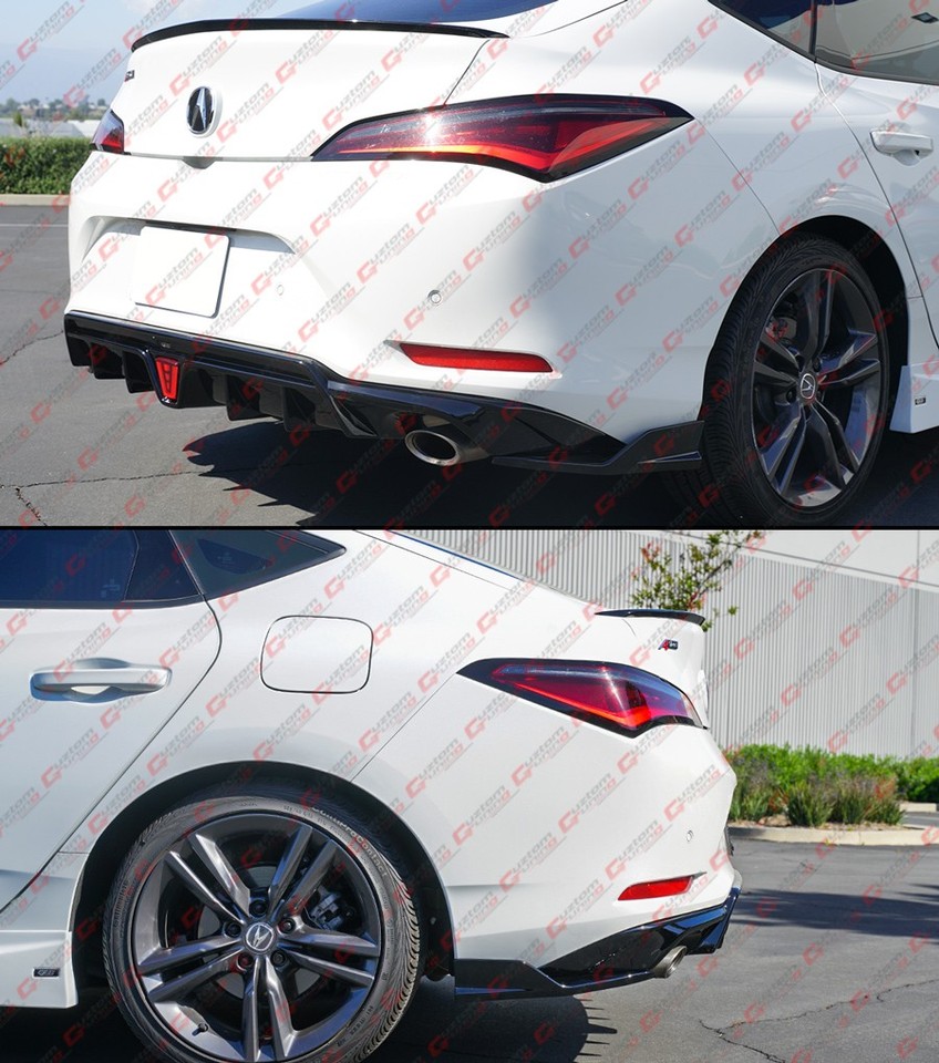 For 23-25 Acura Integra GF Bodykit V2 Gloss Black LED Rear Diffuser W ...