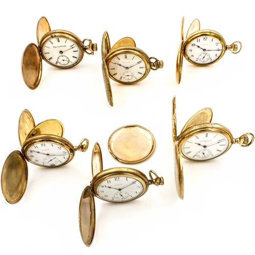 Antique Elgin 12-18s 7-15j Mens Hunter 43-54mm Pocket Watch Lot of 6 #WB4227-4