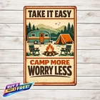 Camping Quote Poster Vintage Trailer Campfire Metal Tin Sign 8x12