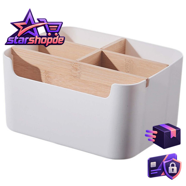 Schreibtisch Organizer Holz 5 FäCher Multifunktional Aufbewahrungsbox Weiß BüRo-image