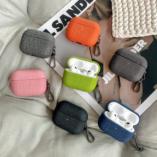 For Airpods 4/3/2/1 Pro/Pro2 Cloth Pattern Full Body Protective Case+Keychain - Zdjęcie 2 z 19