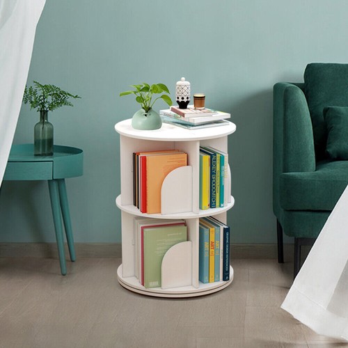 360° 2-Layer Rotating Bookshelf Bookcase,Freestanding Storage Shelf Display Rack - Picture 17 of 17