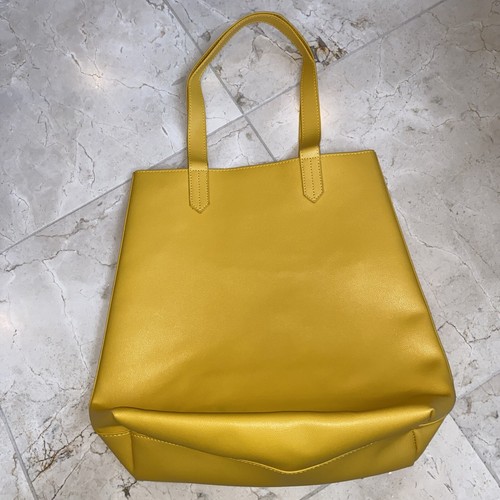 Yellow Tote Bag, Large, Saks Fifth Avenue, Top Stitched Detail, Excellent - Picture 4 of 5