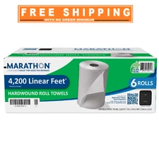 Marathon Hardwound Roll 1-Ply White Paper Towels 6 rolls, 700 ft./roll