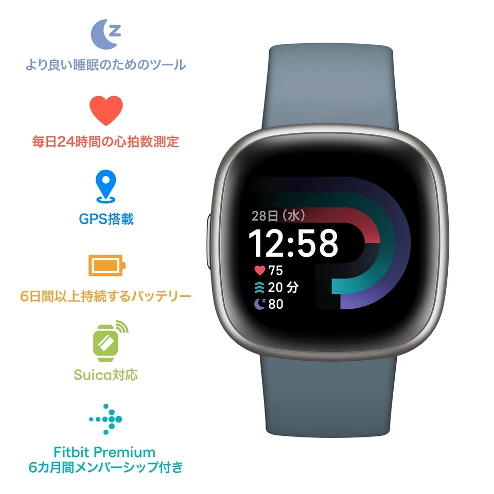 Fitbit Versa 4 Smartwatch, Waterfall Blue Alexa & GPS FB523SRAG - Image 2 of 4