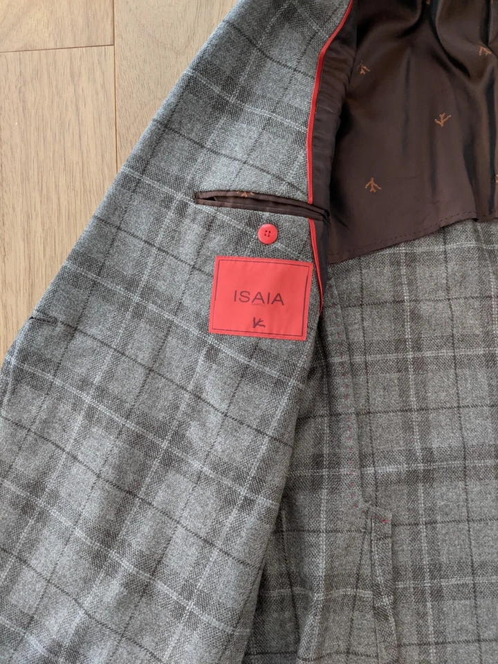 Blazer Abrigo Deportivo Isaia Doble Pecho Chaqueta CACHEMIRA PURA 46EU 36US Foto 3 de 4