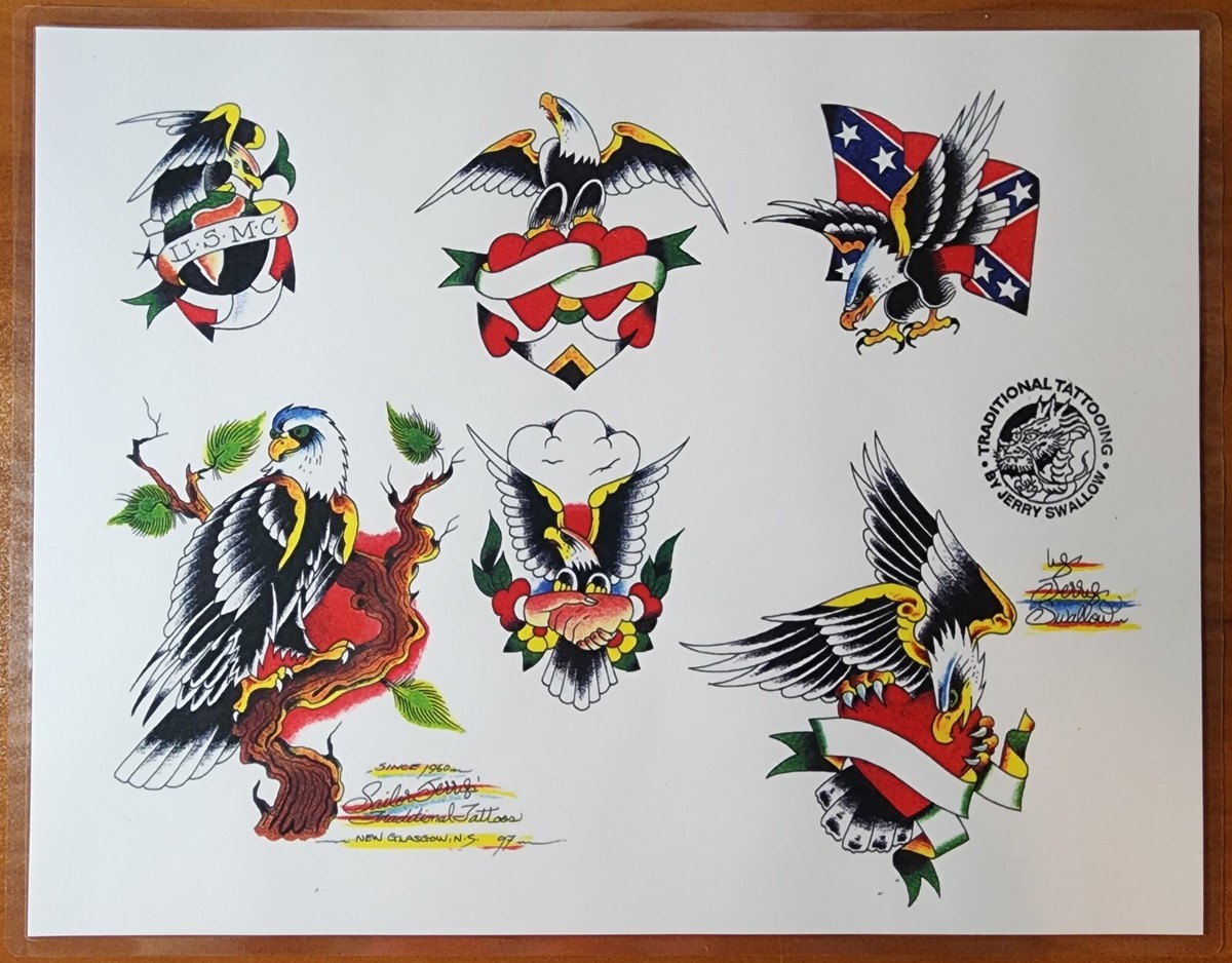 5 Sheet Sailor Jerry Swallow Traditional Vintage Style
