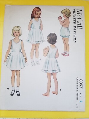 Vtg McCall 1951 Sewing Pattern Childs Slip Panties Size 2 Cut Well Preserved