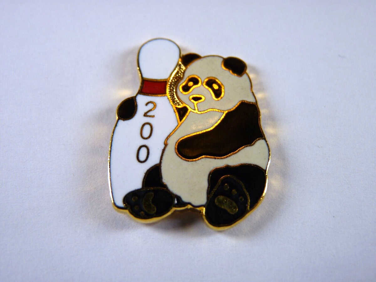Vintage Panda Bear Bowling Pin 200 Award Hat Lapel Pin - A2 | eBay