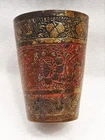 Antique Indian Brass Meena Work Glass Tumbler