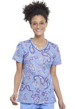 Garden Paisley Cherokee Scrubs Genuine V Neck Top CK646 GRNP