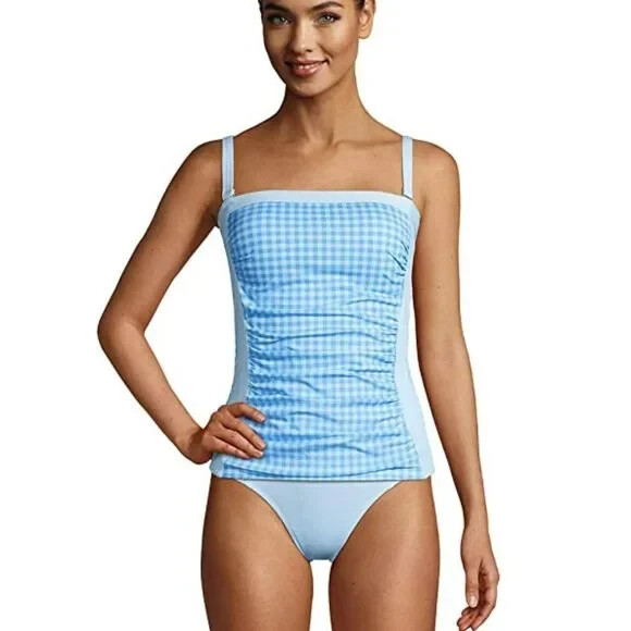 NWT Lands' End Women's Removable Strap Bandeau Tankini Size Tall $120 Z299