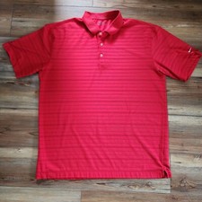 Nike Golf Polo Mens XL Red Striped Fit Dry Shirt