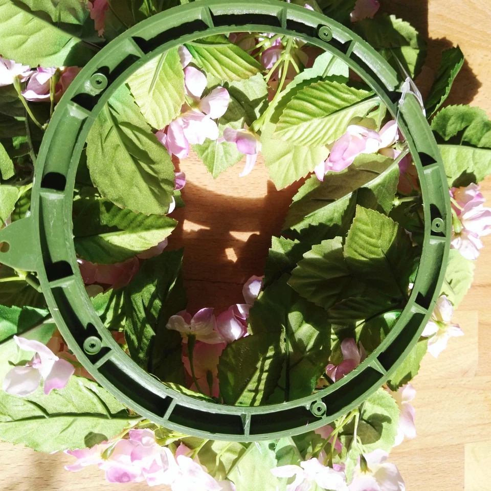 Deko Kranz Tischkranz Blumenkranz 27cm Türkranz Hortensie Wandkranz Rosa Grün - Bild 2 von 4