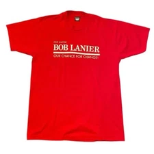 80s Vintage Houston Mayor Bob Lanier Single Stitch Screen Stars T-shirt Red