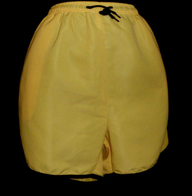 AFI Lady Sport Shorts Size L NWT Yellow Side Stripe Polyester Inseam 4'' Elastic
