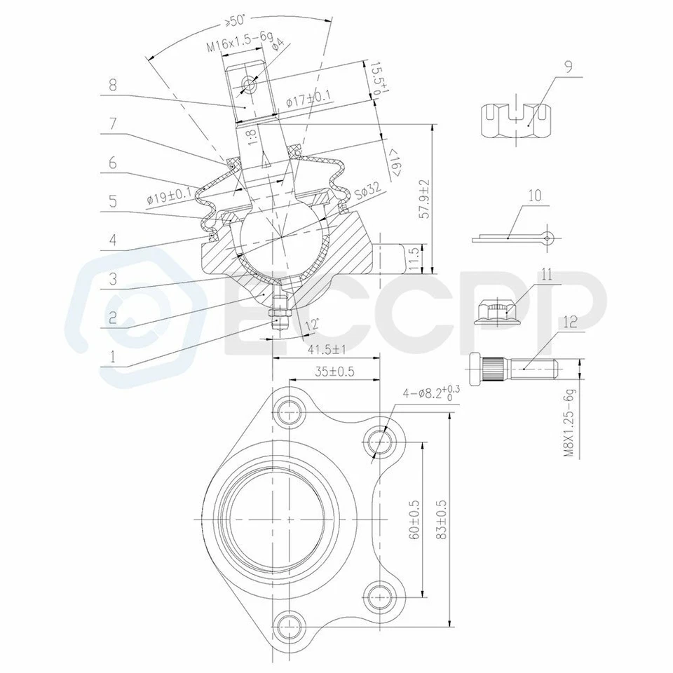 10pcs For 1989-1997 98 Toyota T100 Pickup 4Runner Front Tie Rod Ends Ball Joints - Изображение 3 из 4
