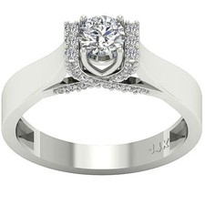 Solitaire Engagement Ring 1.01 Ct SI1 G Round Cut Diamond 14K White Gold 6.00 mm