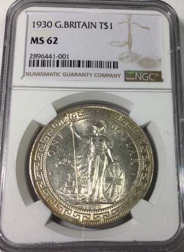 Great Britain 1930 NGC MS62 Lustrous Light Toned Trade Dollar Nice Coin