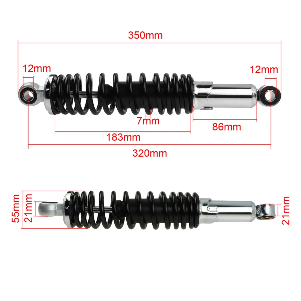 2 Amortiguadores Traseros 12.5" 320mm Ajuste Suzuki GS 125 150ccc Moto Universal Foto 2 de 4