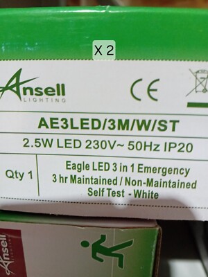 Ansell Eagle 2,5 Watt 3-in-1 LED Ausstiegsschild gepflegt / nicht gewartet, Selbsttest