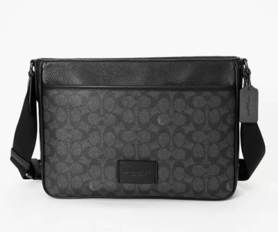 Coach Men's Charcoal/Black District Signature Canvas Crossbody Bag (CV761) - NWT