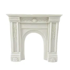 Dolls House White Victorian Fireplace Surround Flower Detail Resin Furniture