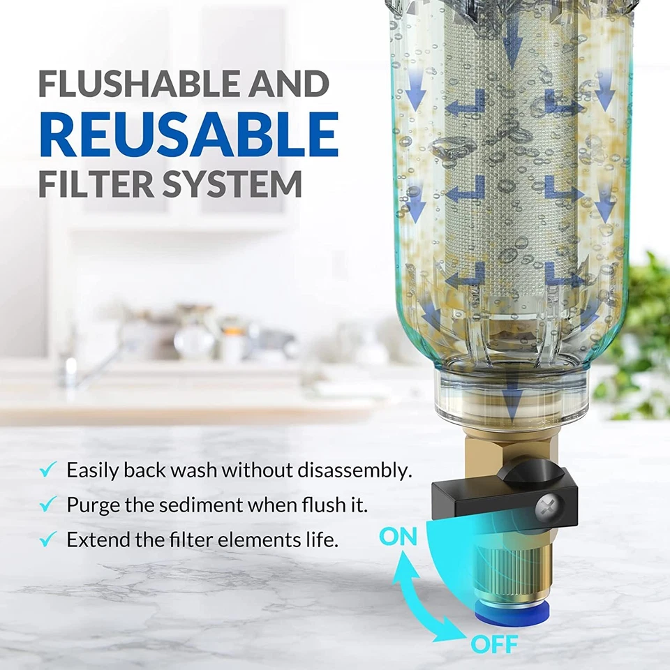 2-Stage 10"x4.5" Big Blue Whole House Water Filter System + Spin Down Pre-filter - Image 3 of 4