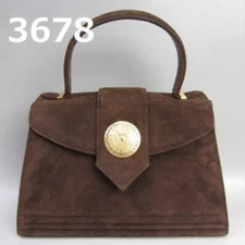 RU 3678 Yves Saint Laurent Suede Handbag Brown Vintage Slight Wear Japan Authent