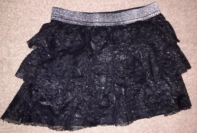 Girl s Sz 7/8 - Halloween Blak Tulle Spider Web - Tiered Skirt 