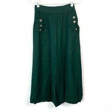 Vintage 1940s Dark Green A-Line Skirt Crown Zipper Waist 23"