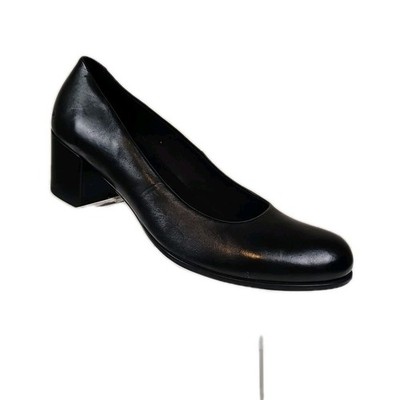 ECCO Dress Classic 35 Pump Black Leather Block Heeled EU 41 US 10-10.5 New