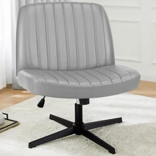 Office Chair Height Adjustable PU Leather Makeup Chair for Home Office Grey