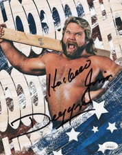 Hacksaw Jim Duggan (metallic 8x10) WWF photo signed auto autographed NJPW JSA CO