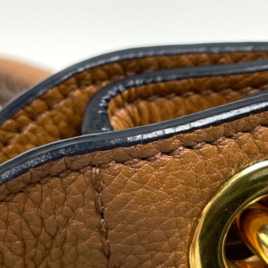 PRADA 1BC051 Plate Shoulder Bag Brown Leather 33cm #BS1087 thumbnail 4