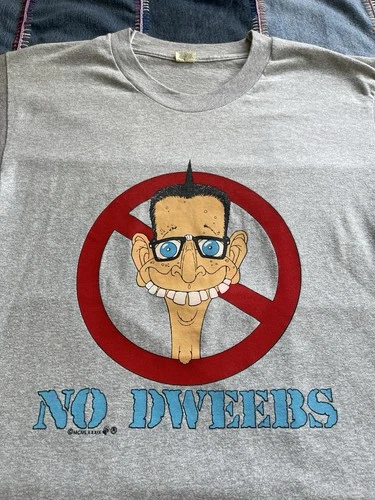 80s No Dweebs T-Shirt Funny Humor Joke Size Large US 1980s vintage concert t-shirt, vintage, size L, single stitch, B+ condition
